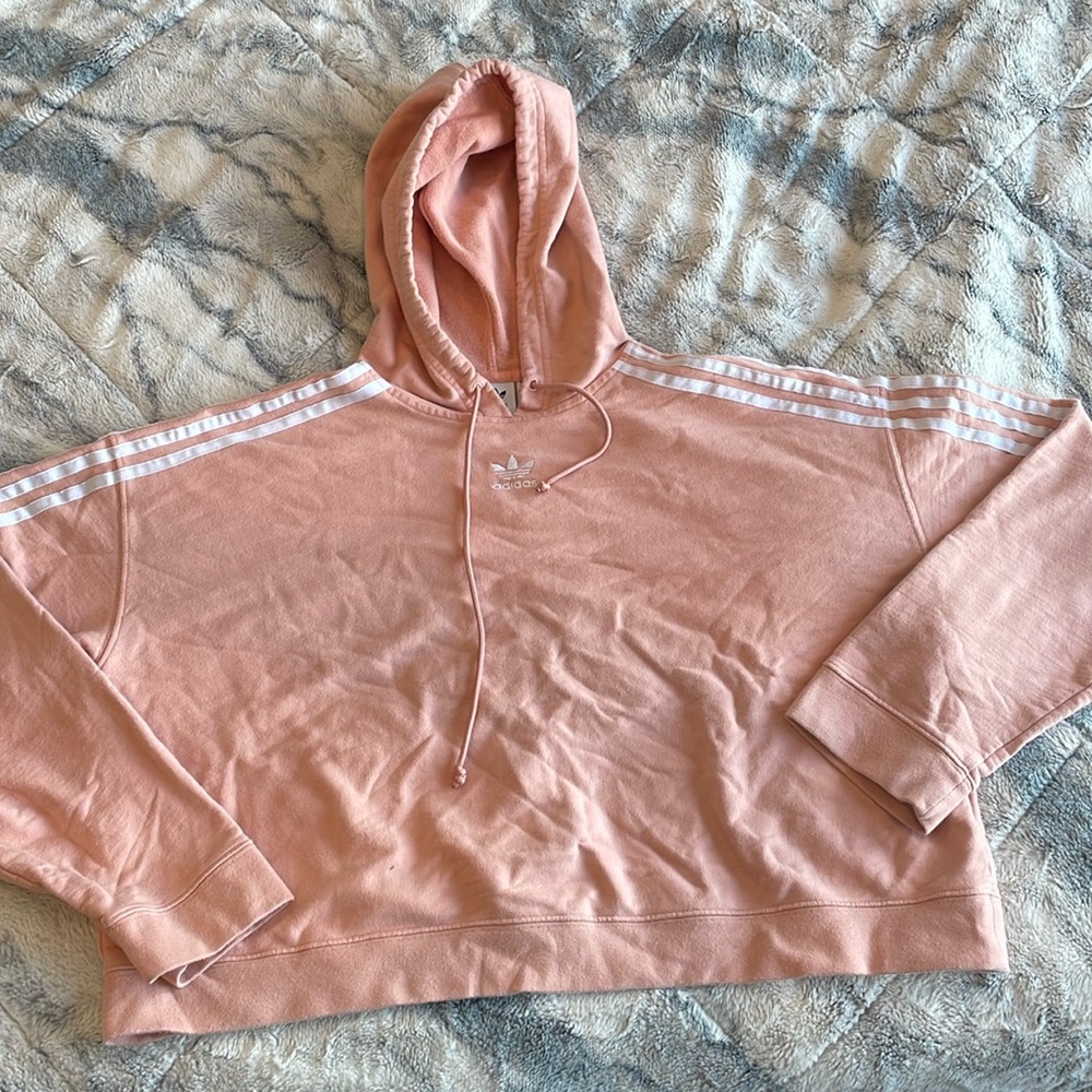 Adidas Pink Cropped Hoodie